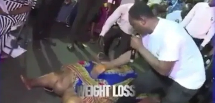 Is This Not A SCAM?- Watch Pastor Seriously Praying For A Fat Woman to Lose Weight