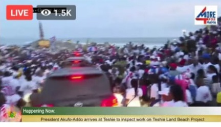 Akuffo Addo campaign in Greater Accra and a lots of crowds seen at the back of his car.
